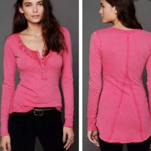 FREE PEOPLE Button High-Low Long Sleeve